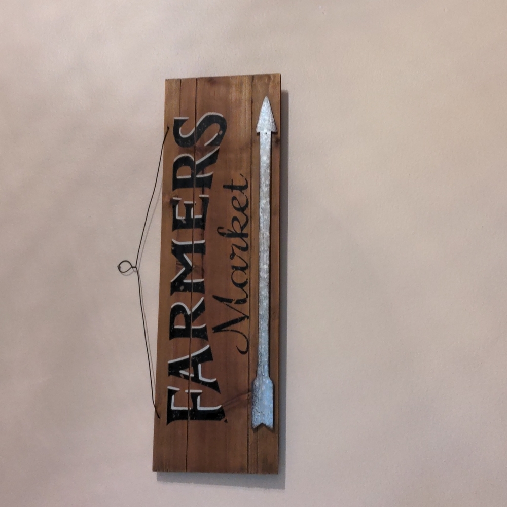 Farmers market arrow wire hanging sign decor